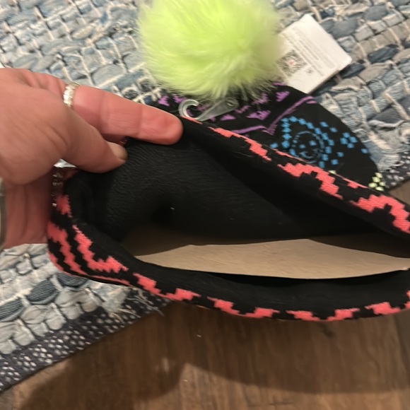 Neon Chevron Faux Fur Pom Top Beanie by Justice - Picture 6 of 8